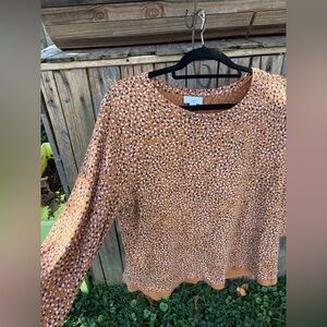 J. Jill Orange and Black Patterned Blouse